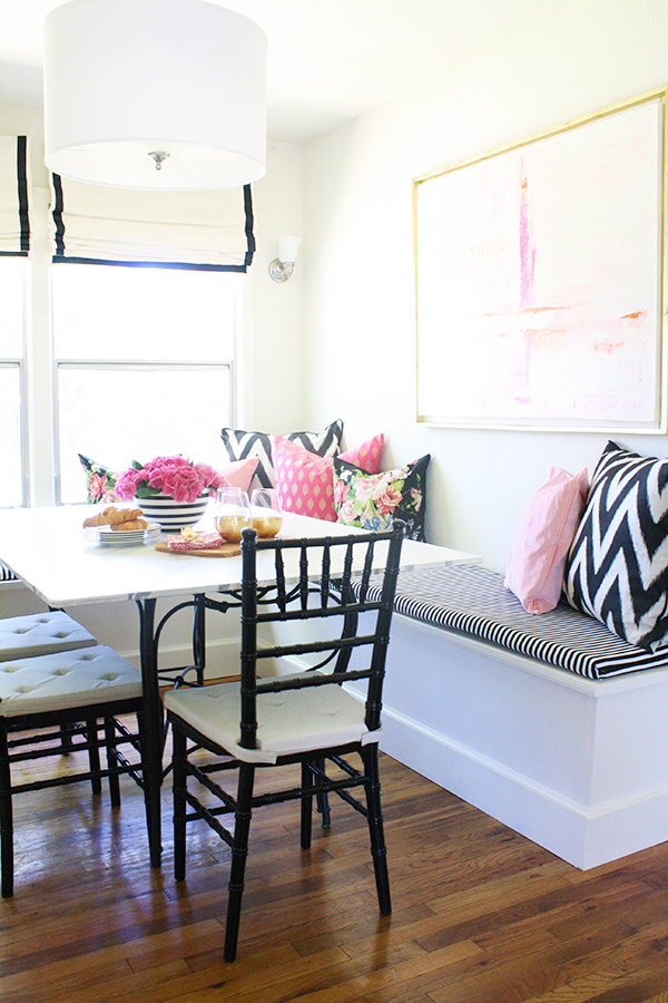 diy banquette, crane concept, dining room, black and white makeover