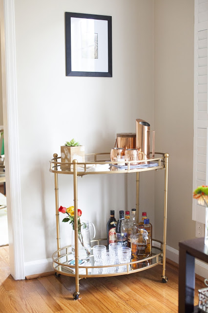 barcart, barcart styling, entertaining, drinks, cocktails, cocktail hour