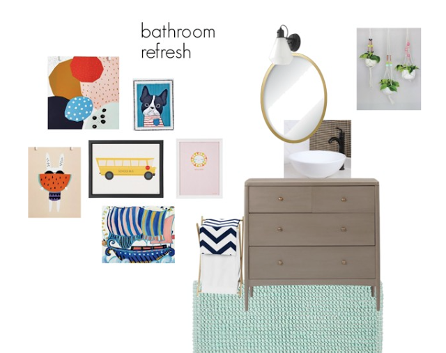 bathroom makeover, the land of nod, gallery wall, kid spaces, decor, art